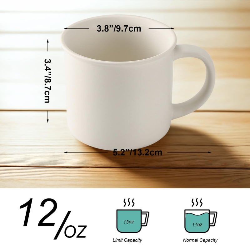 MEBRUDY Ceramic Coffee Mugs Set of 4, 12 oz White Coffee Mug with Handle Microwave and Dishwasher Safe for Coffee, Hot Tea, Juice, Milk - Image 3