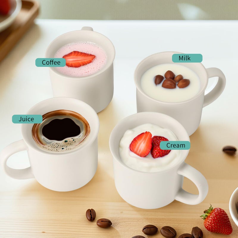 MEBRUDY Ceramic Coffee Mugs Set of 4, 12 oz White Coffee Mug with Handle Microwave and Dishwasher Safe for Coffee, Hot Tea, Juice, Milk - Image 5