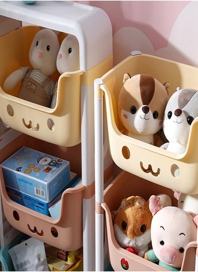 4-Layer Household Wheeled Storage Rack Removable Baby Toys Organizer Bookshelf Large Capacity Kindergarten Sorting Rack