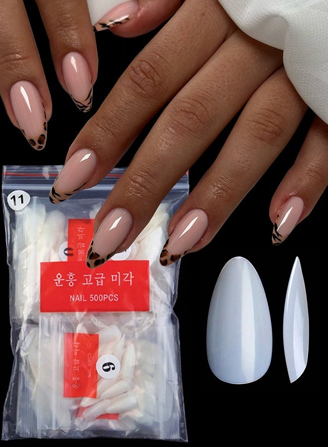 Generic 500pcs/pack beige nail tips, almond nails, practice nail capsules, artificial fake soft gel full cover false nails, nail art tools nail supplies  - Image 2
