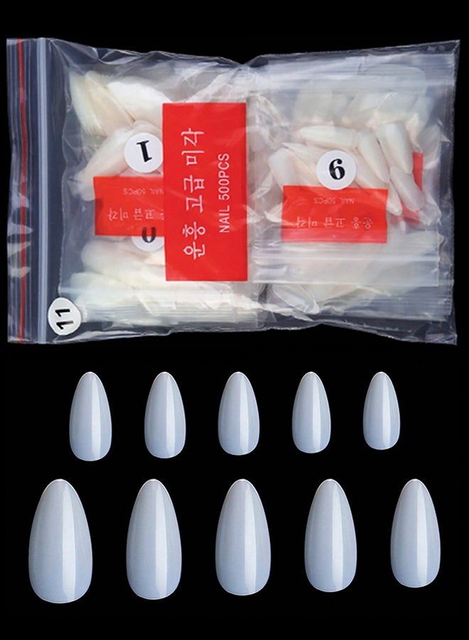 Generic 500pcs/pack beige nail tips, almond nails, practice nail capsules, artificial fake soft gel full cover false nails, nail art tools nail supplies  - Image 3