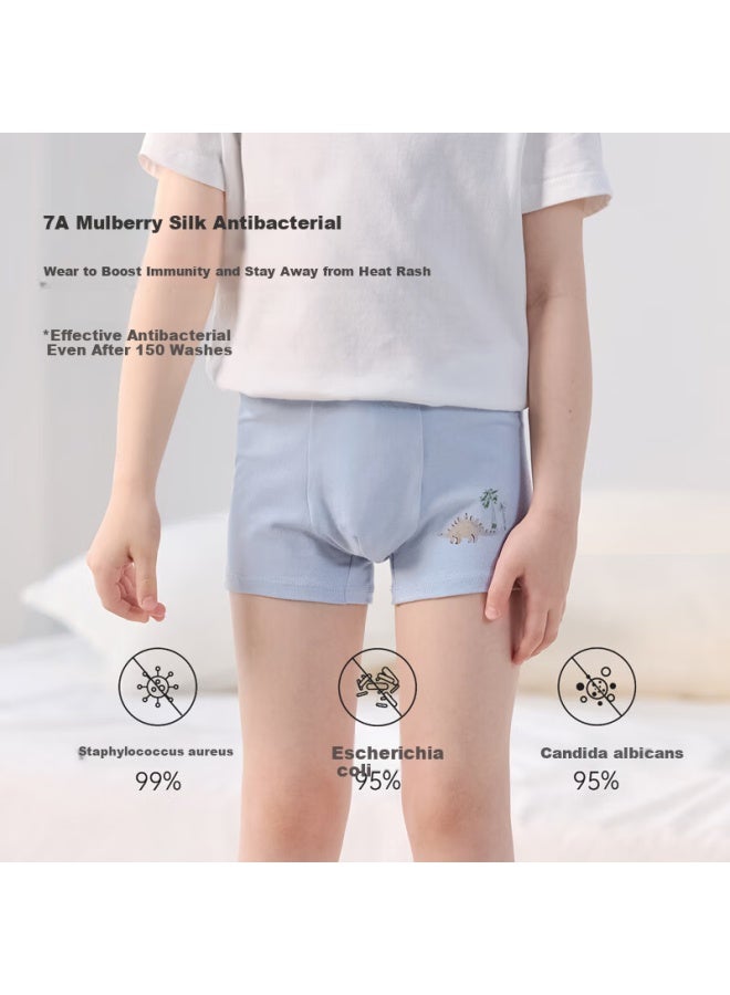 Junejunior [babylove Sub-brand] Children's Antibacterial Mulberry Silk Cotton Underwear, Boys And Girls Boxer Briefs, Ages 6-12, Pack Of 3 - Image 1