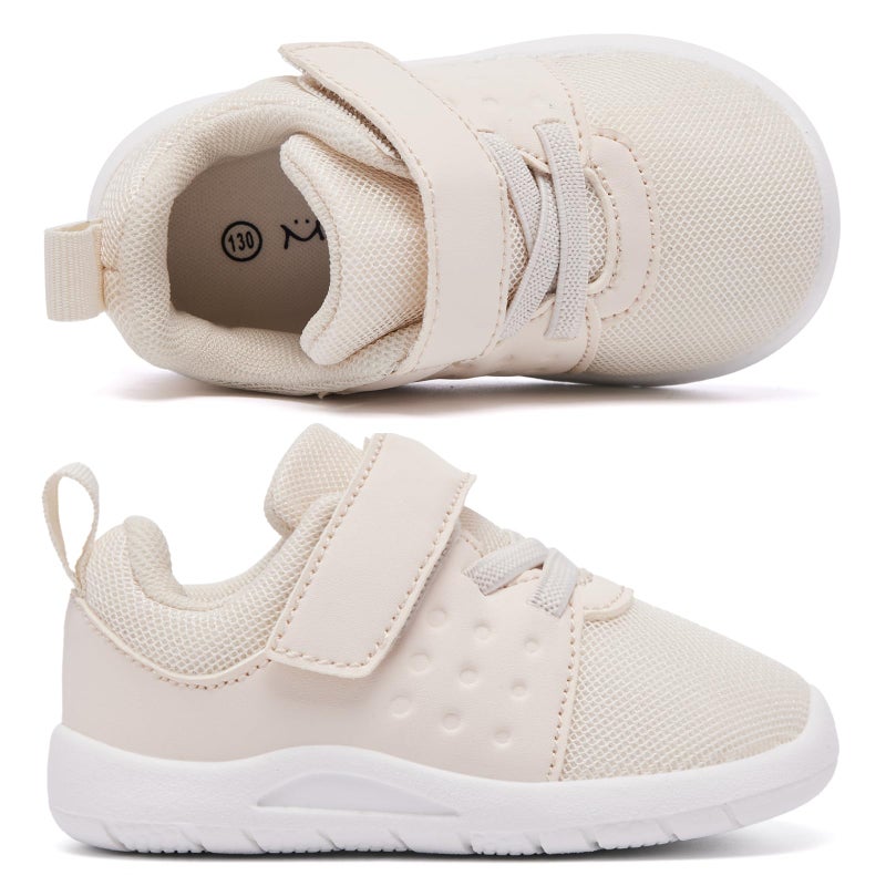 MORENDL Toddler Baby Shoes 0-4 Years Boy Girl Lightweight Breathable Non-Slip Sports Sneakers Running Walking Tennis Barefoot Shoes Khaki 12-15Months - Image 4
