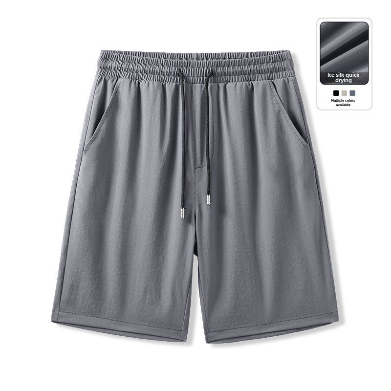 Loose Plus-Size Black Ice Silk[Five-bomb ice silk shorts] dark gray [Five-bomb ice silk shorts] dark gray 
