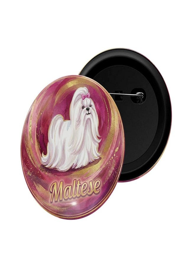 dhcrafts Pin Badges Red Color Maltese Pet Dog Glossy Finish Design Pack of 1 - Image 1