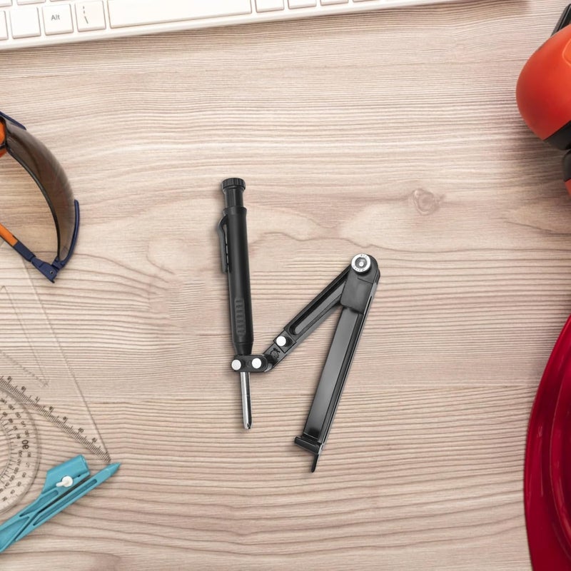 أداة رسم دوائر قابلة للطي من سبائك الألومنيوم مع قلم للنجارة وتركيب البلاط والتصميم - Image 4