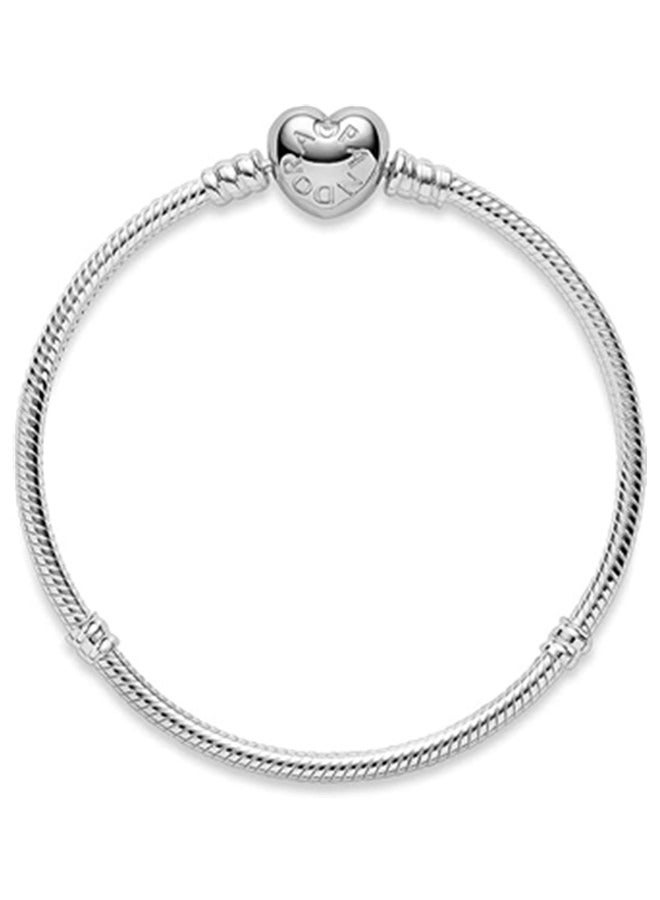 Chomel Jewelry Moment Women's Heart Buckle Snake Chain Charm 925 Silver Bracelet 590719 - Image 3