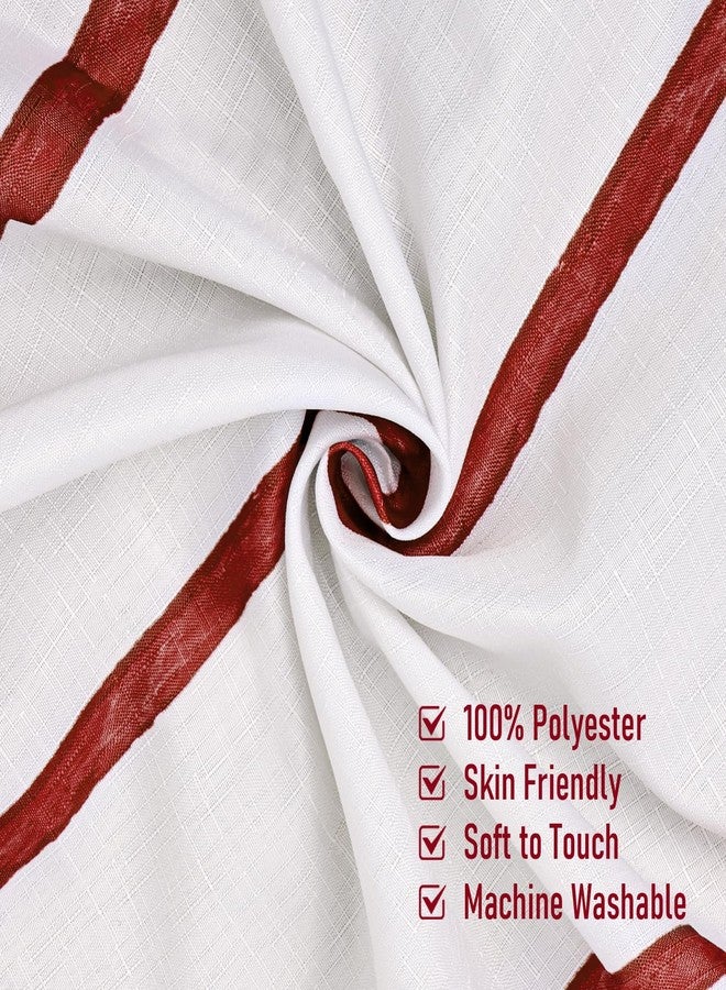 Treory Red and White Striped Shower Curtain Set with Hooks, Waterproof Fabric, Printed Hand-Drawn Stripe Design, Modern Farmhouse Bathroom Decor, 72" x 72" - Image 5