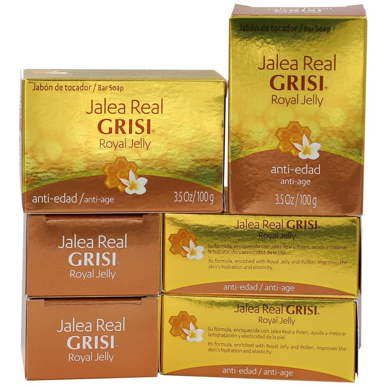 Grisi Royal Jelly Soap Cleansing and Smoothing Soap Nourish your skin Improves your skin Elasticity Extra Hydration 6Pack of 35 Oz each 6 Bar Soaps