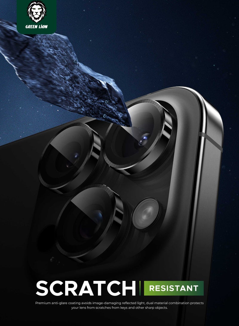 GREEN LION iPhone 15 Pro/15 Pro Max Trio Camera Lens / HD Clarity / Anti Scratch / 9H Hardness / Shatter Protection / Anti Fingerprint / Anti-Glare Coating / Nano Absorption / Water Resistant - Clear - Image 4