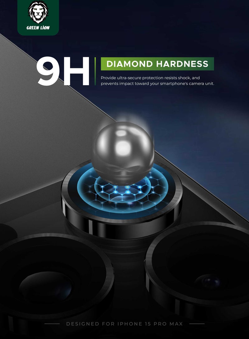 GREEN LION iPhone 15 Pro/15 Pro Max Trio Camera Lens / HD Clarity / Anti Scratch / 9H Hardness / Shatter Protection / Anti Fingerprint / Anti-Glare Coating / Nano Absorption / Water Resistant - Clear - Image 5