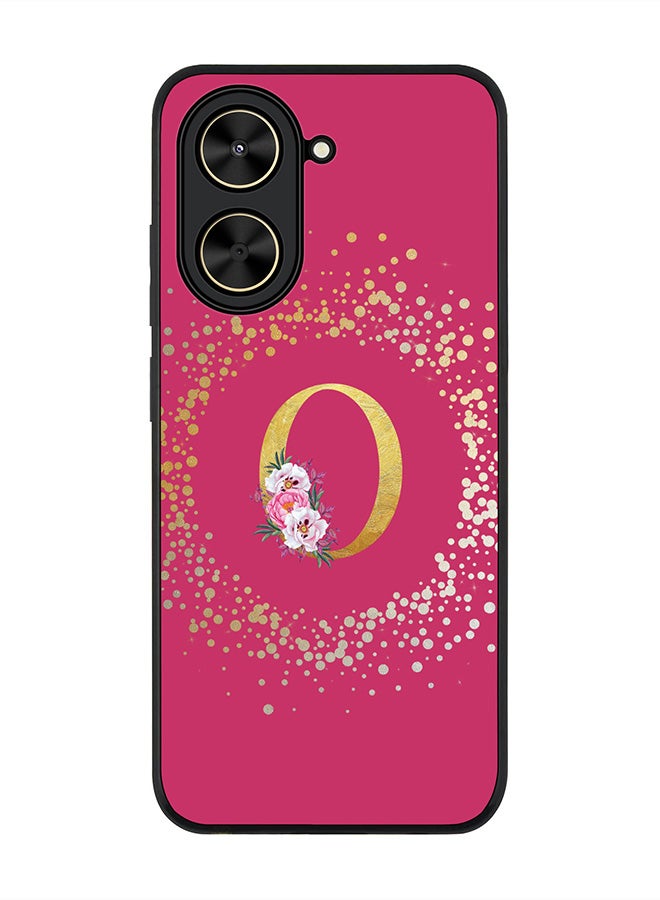 Stylizedd For Xiaomi Poco C71 / Redmi A5 4G Case,Slim fit Camera Protection, Shockproof Thin Phone cover  - Custom Monogram Floral - O ( Deep Pink )