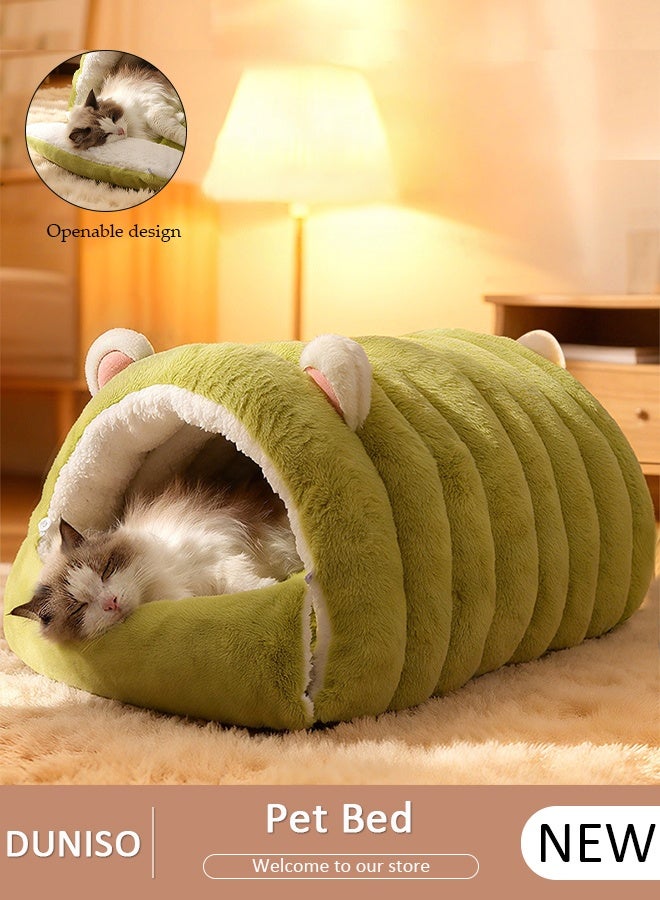 DUNISO Half-Enclosed Cat Bed,Cat House, Cat Cave, Cat Sleeping Bed,Soft Plush Indoor Pet Bed Sofa,Washable Dog Bed,Portable Winter Warm Pet Bed Puppy Dog Calming Bed,Foldable Pet Cave Bed for Dogs and Small Cats - Image 1