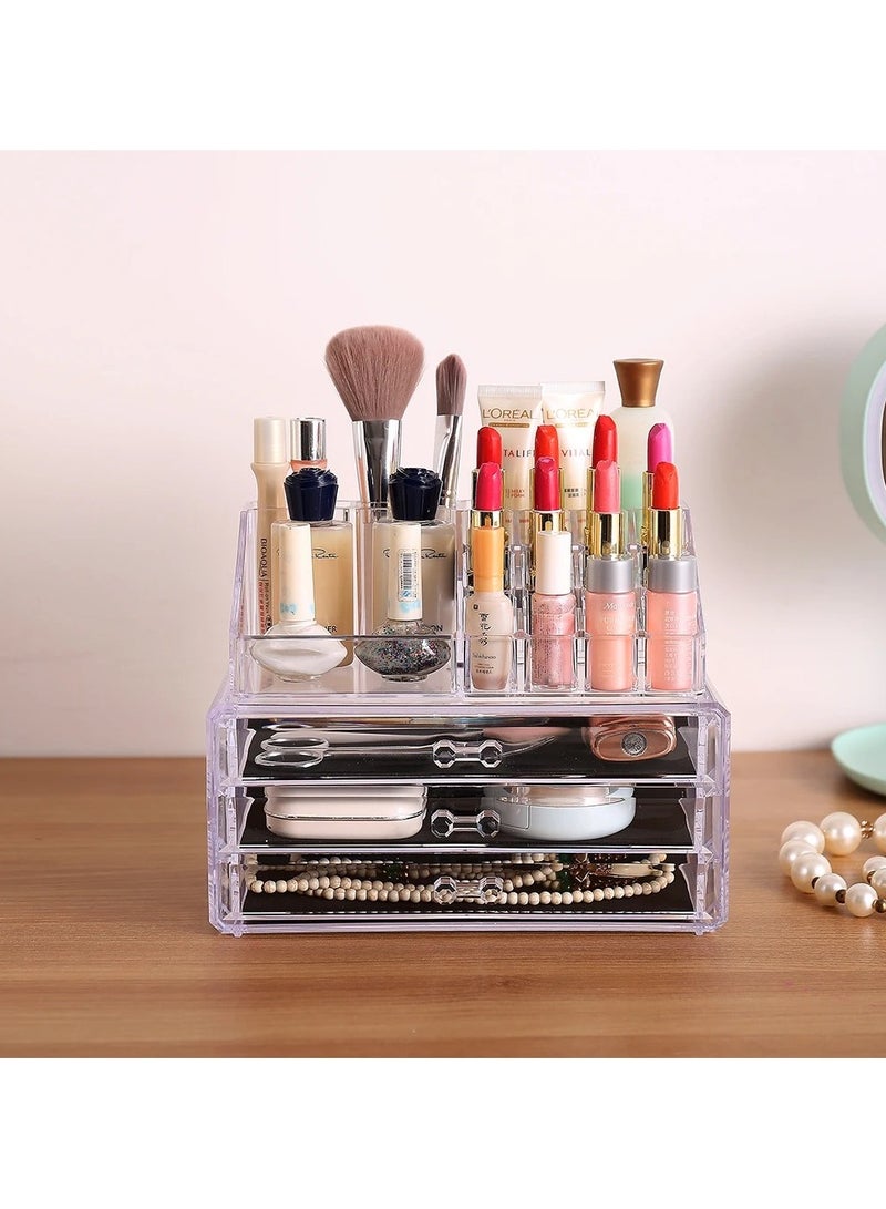 VIO 3 Drawer 16 Compartment Acrylic Cosmetic Storage Box Makeup Organiser Jewelry Stand Box Cosmetic Holder Case - Image 2