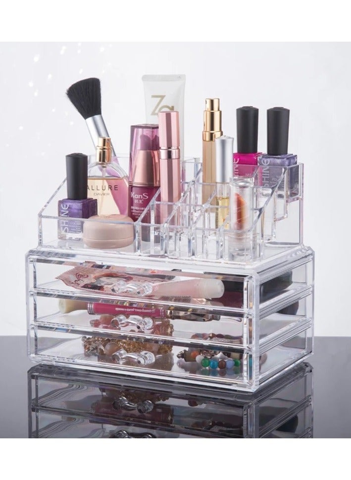 VIO 3 Drawer 16 Compartment Acrylic Cosmetic Storage Box Makeup Organiser Jewelry Stand Box Cosmetic Holder Case - Image 1