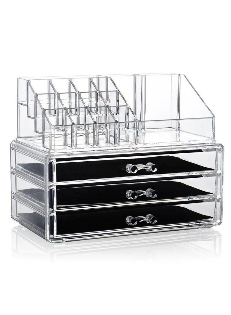 VIO 3 Drawer 16 Compartment Acrylic Cosmetic Storage Box Makeup Organiser Jewelry Stand Box Cosmetic Holder Case - Image 4