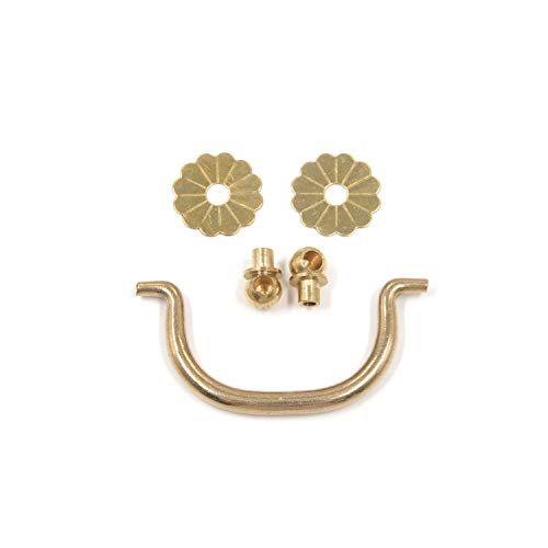 FarBoat 4Pcs Brass Flower Base Cabinet Bail Pulls Handles Antique Hardware for Drawer Closet Dresser Closet (Total Length 100mm/3.93") - Image 3
