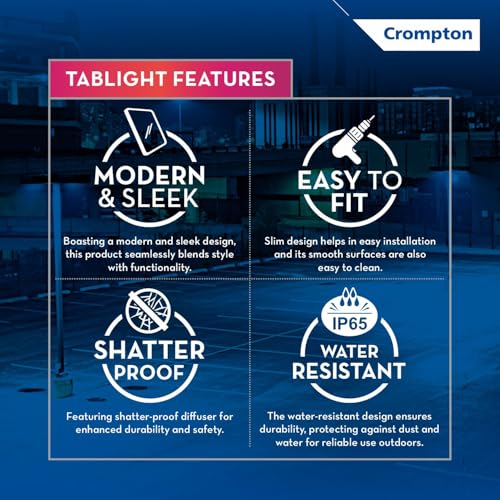 Crompton TabLight | Outdoor Waterproof LED Flood Lights | 10W | IP 65 | Cool White | Pack of 2 | Wide Beam Angle | BIS Approved | for Garage, Parking, Shops & Outdoor Lighting (2 Years Waranty) - Image 2