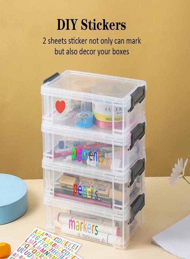 LATEEFAH Pencil Case, 4 Pack Plastic Pencil Box Clear Marker Organizer Storage Containers with Lids, Extra Large Stackable Storage Boxes for Crafts, Home, Office Supplies - Image 4