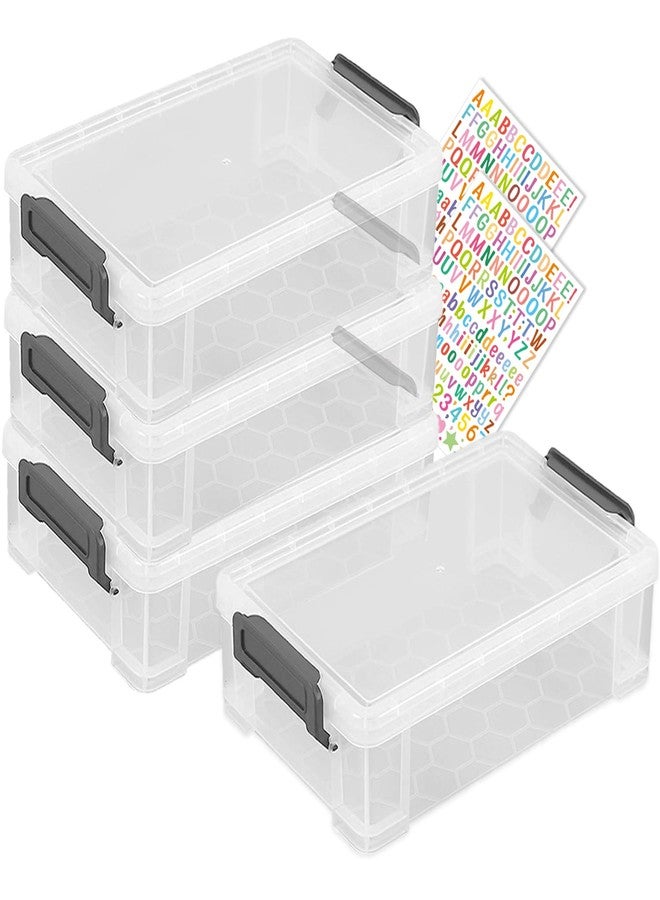LATEEFAH Pencil Case, 4 Pack Plastic Pencil Box Clear Marker Organizer Storage Containers with Lids, Extra Large Stackable Storage Boxes for Crafts, Home, Office Supplies - Image 1