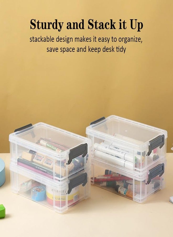 LATEEFAH Pencil Case, 4 Pack Plastic Pencil Box Clear Marker Organizer Storage Containers with Lids, Extra Large Stackable Storage Boxes for Crafts, Home, Office Supplies - Image 5