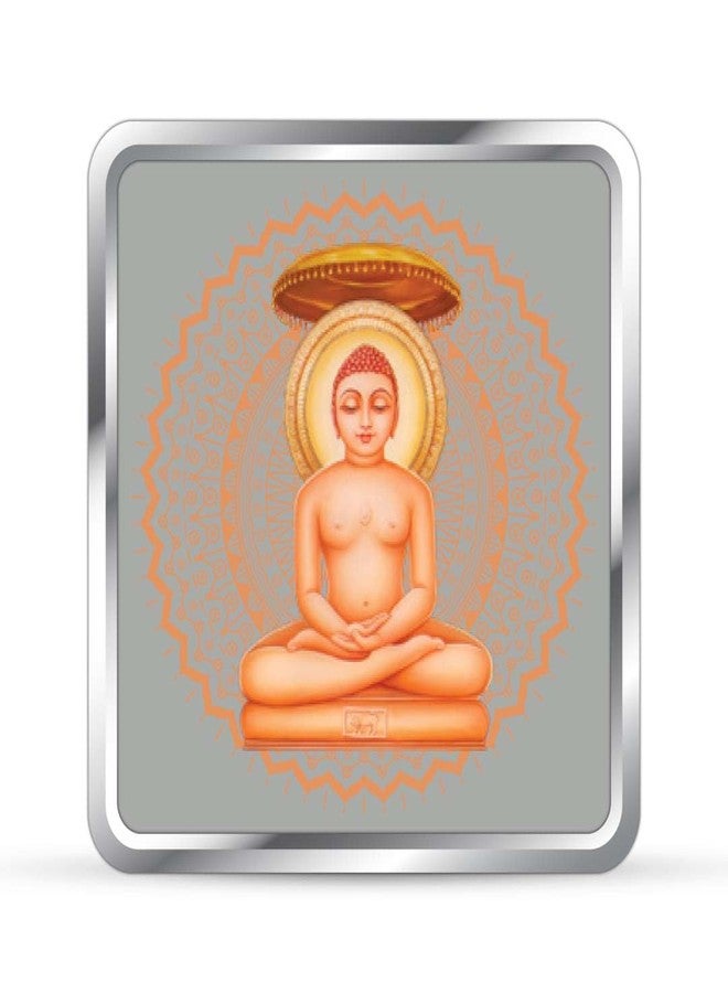 Silviya BIS Hallmarked 999 Pure Silver Mahavir Swami Ji Coin (10g) Square Shape - Jain Religious Gift - Symbol of Peace & Non-Violence - With Certificate of Authenticity - Image 2