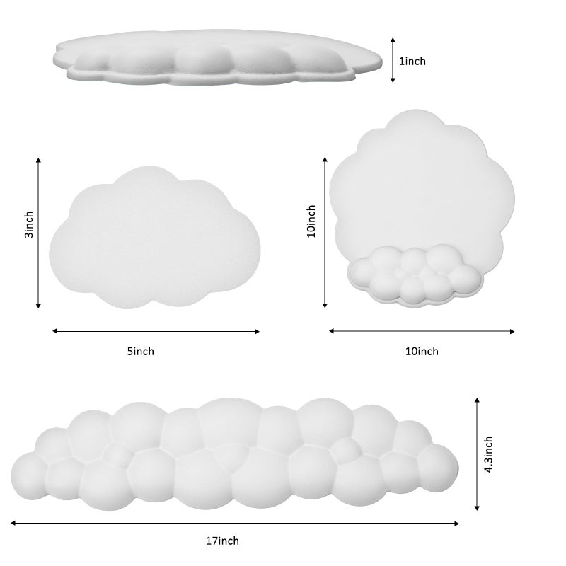 LetGoShop Cloud Keyboard and Mouse Wrist Rest Pad for Computer Arm Pain Relief- Ergonomic Wrist Support Mousepad with Non-Slip PU Base for Office, Gaming, and Home Use Anti-Fatigue(White) - Image 2