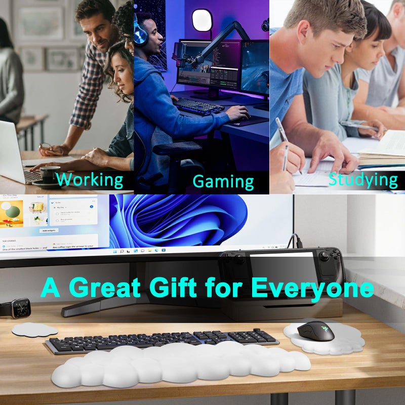 LetGoShop Cloud Keyboard and Mouse Wrist Rest Pad for Computer Arm Pain Relief- Ergonomic Wrist Support Mousepad with Non-Slip PU Base for Office, Gaming, and Home Use Anti-Fatigue(White) - Image 5