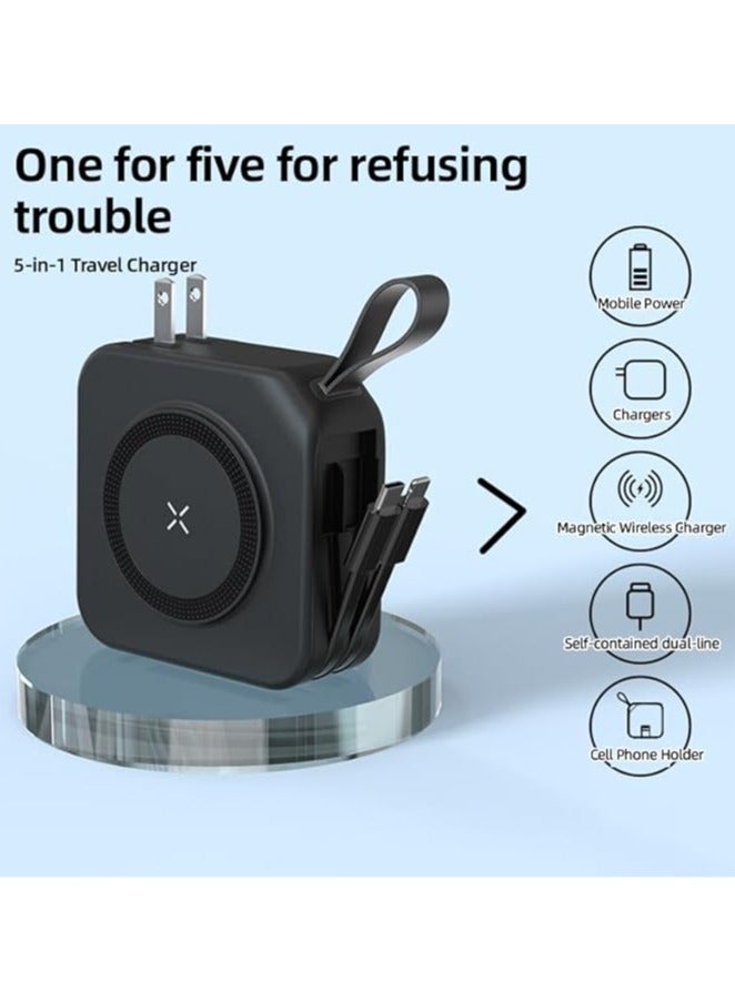 general 5-in-1 Universal Travel Power Bank 10000mAh Power Bank with Integrated Cable Wireless Portable Charger for iPhone 15/15 Pro/ProMax iPhone with UK Fitting Connector - Image 4