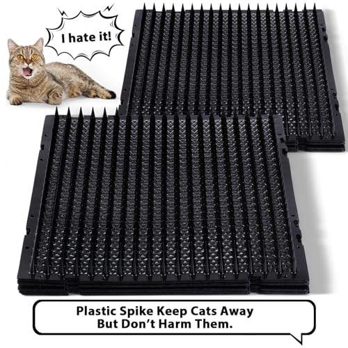 Nuanchu 16 Pack Cat Repellent Outdoor Mat Cats Dogs Plastic Bendable Spiked Deterrent Training Repellent PET Mats with Spikes for Indoor Outdoor Supplies 183 Square Feet 16 x 13 InchBlack - Image 3