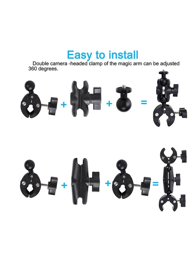 Arabest Motorcycle Mount kit for Insta360 One X4 X3 X2 RS- Double Clamps Handlebar Holder with 155cm Selfie Stick for Motorcycle and Bicycle Riding Records - Image 3