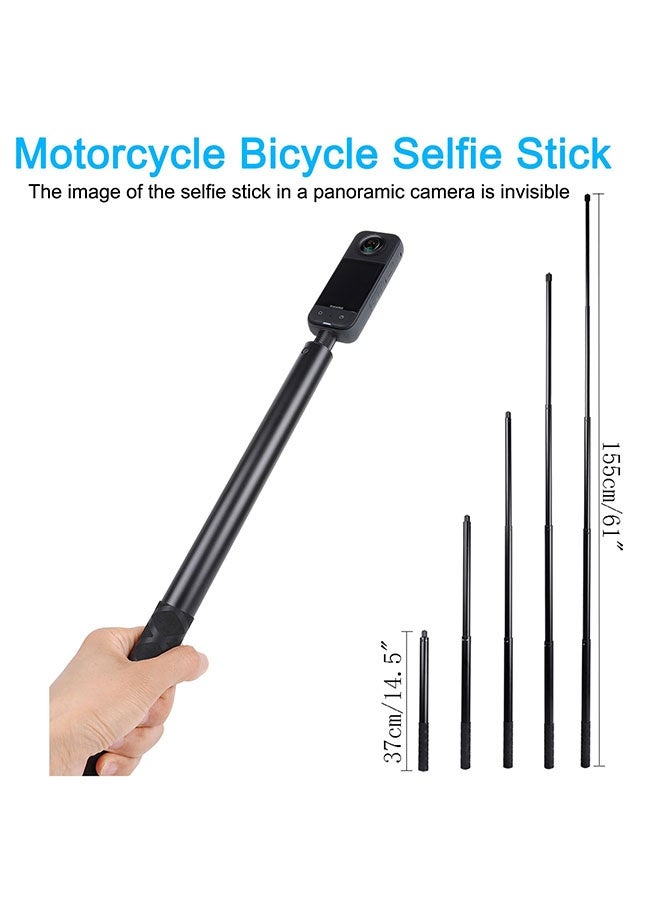 Arabest Motorcycle Mount kit for Insta360 One X4 X3 X2 RS- Double Clamps Handlebar Holder with 155cm Selfie Stick for Motorcycle and Bicycle Riding Records - Image 2