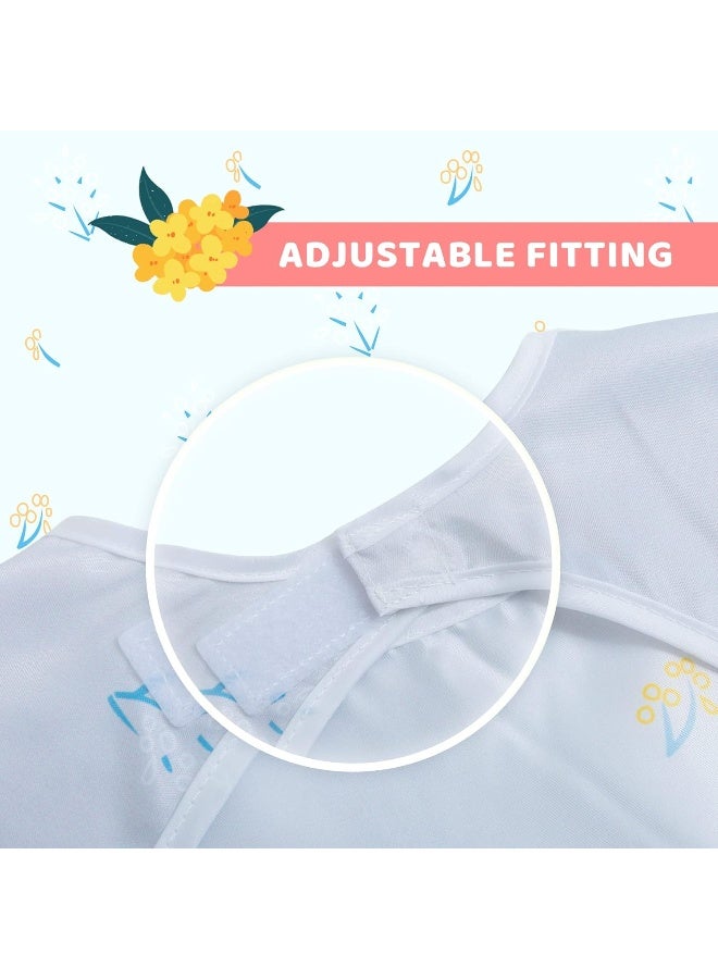 Little Dimsum Mess-Proof Baby Bibs|Infant Toddler Long Sleeve Waterproof Feeding Art Smock|Catching Food & Wipe Clean| Pack of 2 Colors Flower Sets - Image 4