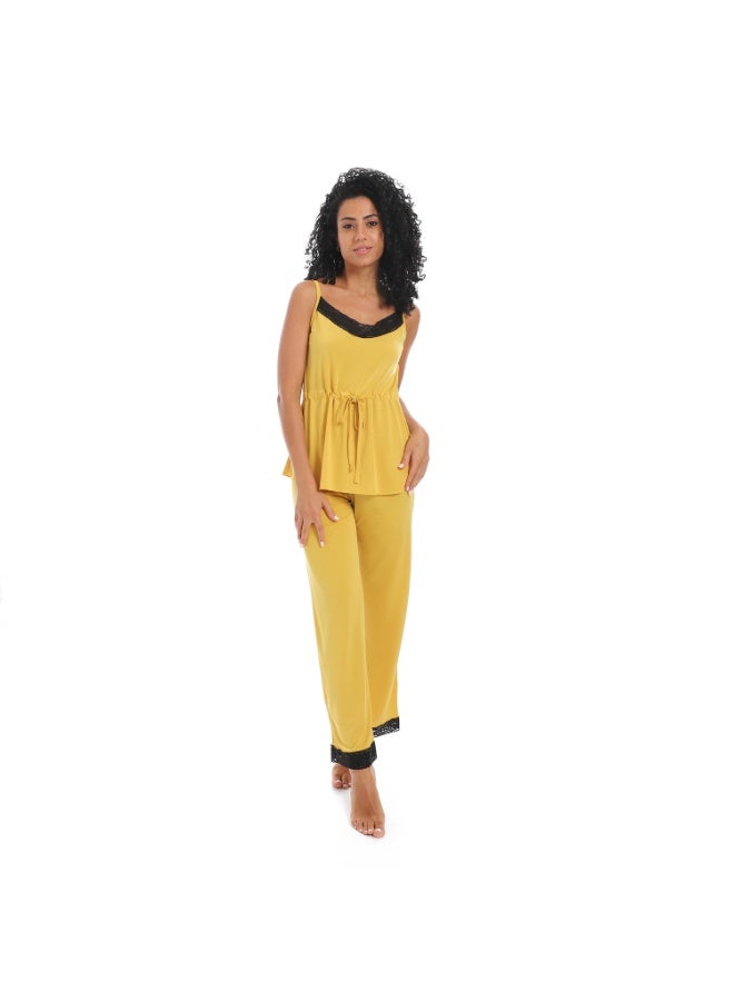 Caesar Women's two-piece pajama set, top and pants with a belt at the waist  - Image 1