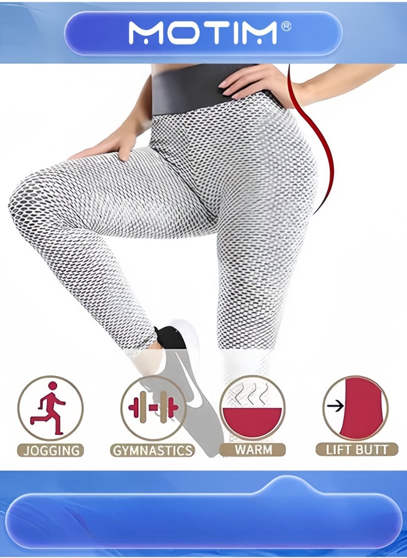 Motim Yoga Pants Women's Ruched Lifting High Waist Sport Pants Tummy Control Stretchy Workout Leggings Textured Booty Tights  - Image 3