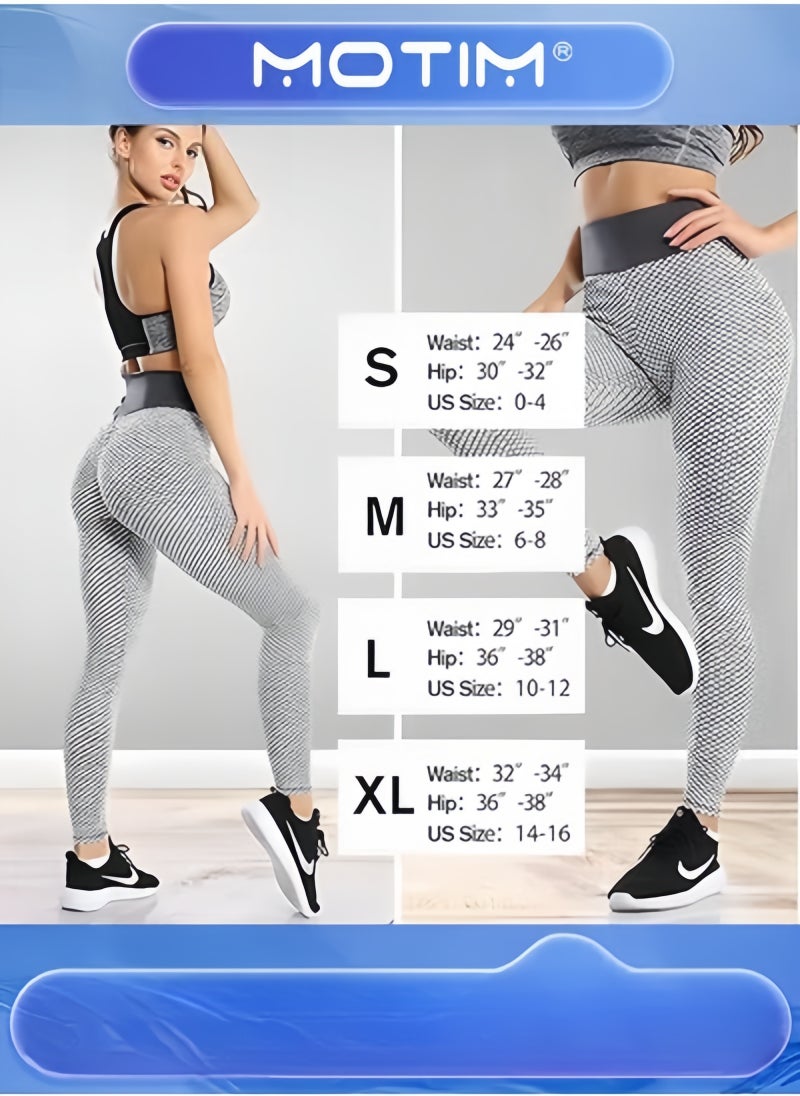 Motim Yoga Pants Women's Ruched Lifting High Waist Sport Pants Tummy Control Stretchy Workout Leggings Textured Booty Tights  - Image 4