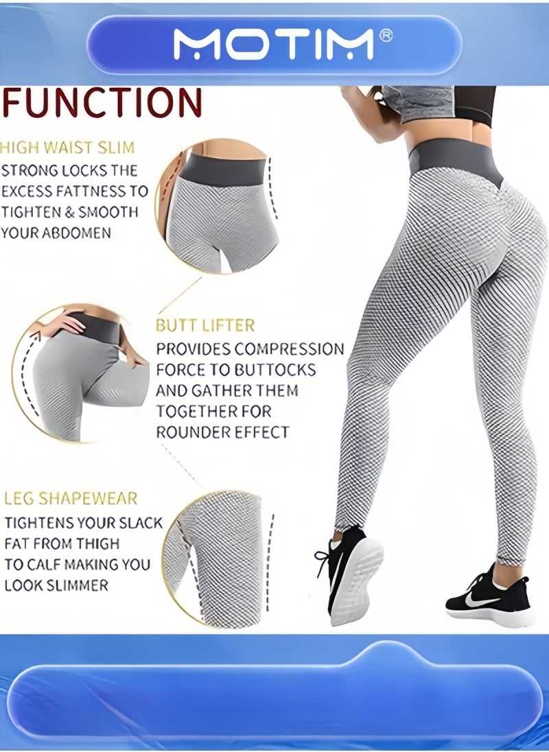 Motim Yoga Pants Women's Ruched Lifting High Waist Sport Pants Tummy Control Stretchy Workout Leggings Textured Booty Tights  - Image 2