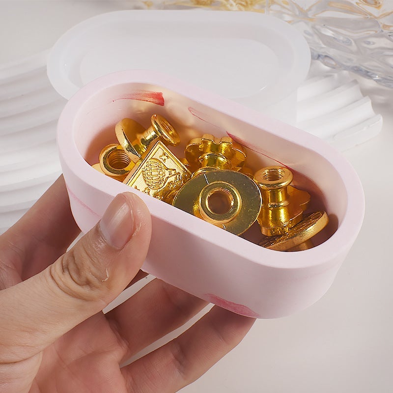 Crystal Glue Dropping Rectangular Flower Pot Mold Oval Small Rectangular Storage Box Fleshy Flower Pot Gypsum Cement Silicone Mold - Image 3