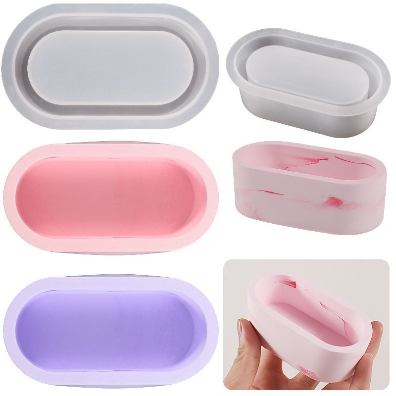 Crystal Glue Dropping Rectangular Flower Pot Mold Oval Small Rectangular Storage Box Fleshy Flower Pot Gypsum Cement Silicone Mold - Image 2