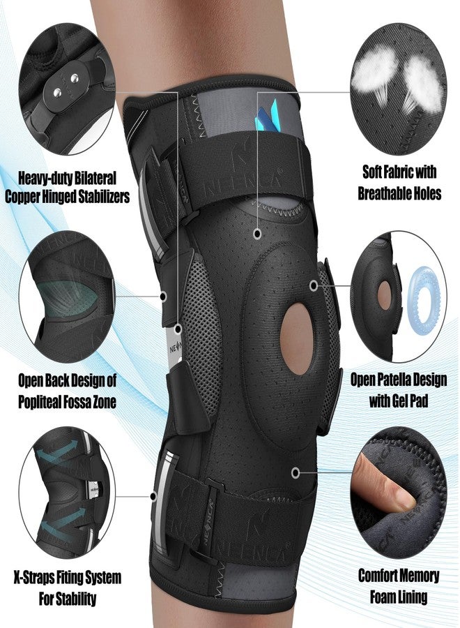 NEENCA Professional Knee Brace for Knee Pain, Hinged Knee Support with Patented X-Straps Fiting System, Strong Stability for Joint Pain Relief, Arthritis, Meniscus Tear, ACL, PCL, MCL, Sports, Workout - Image 3