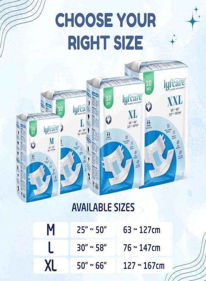 Lyfcare Open Tape Adult Diaper Extra Large (XL) - 10 Units | Unisex Diapers Open Tape Style | Waist (127-167 cm) | Wetness Indicator, Super absorb, 360° Protection & 0% Leakage | For Men & Women - Image 3