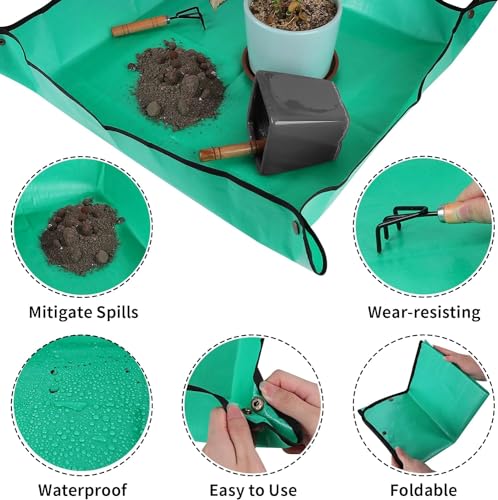 Azureblue Plant Repotting Mat for Indoor Plants Potting Soil Mix, Waterproof Plant Repotting Tray, Potting Mat Gardening Tray for Indoor Potting Succulents Cactus Orchid Pots (26.8" x 26.8") - Image 4