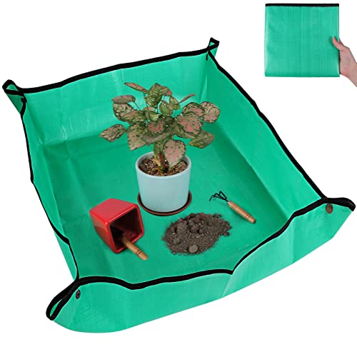 Azureblue Plant Repotting Mat for Indoor Plants Potting Soil Mix, Waterproof Plant Repotting Tray, Potting Mat Gardening Tray for Indoor Potting Succulents Cactus Orchid Pots (26.8" x 26.8") - Image 1