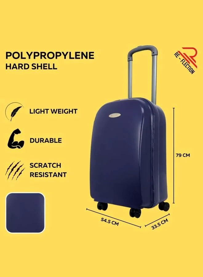 Reflection REFLECTION Hard Luggage, Trolley Bag with PP Plastic Body with Soft 3 Level Adjustable Handle, Blue, 79 cm