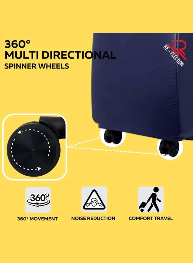 Reflection REFLECTION Hard Luggage, Trolley Bag with PP Plastic Body with Soft 3 Level Adjustable Handle, Blue, 79 cm