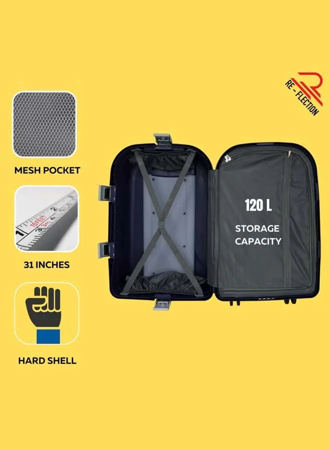Reflection REFLECTION Hard Luggage, Trolley Bag with PP Plastic Body with Soft 3 Level Adjustable Handle, Blue, 79 cm