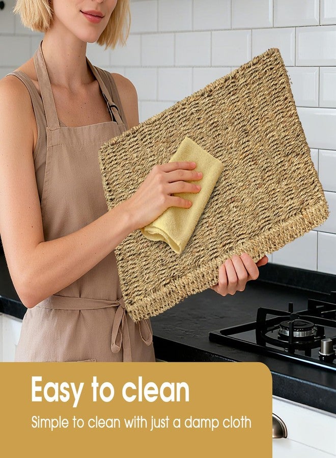 MaxGear Handwoven Seagrass Serving Tray with Handles, Rectangular Decorative Basket for Home and Kitchen, Natural Woven Tray 16" x 12" x 2.75" - Image 5