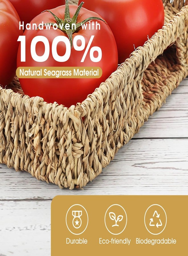 MaxGear Handwoven Seagrass Serving Tray with Handles, Rectangular Decorative Basket for Home and Kitchen, Natural Woven Tray 16" x 12" x 2.75" - Image 3