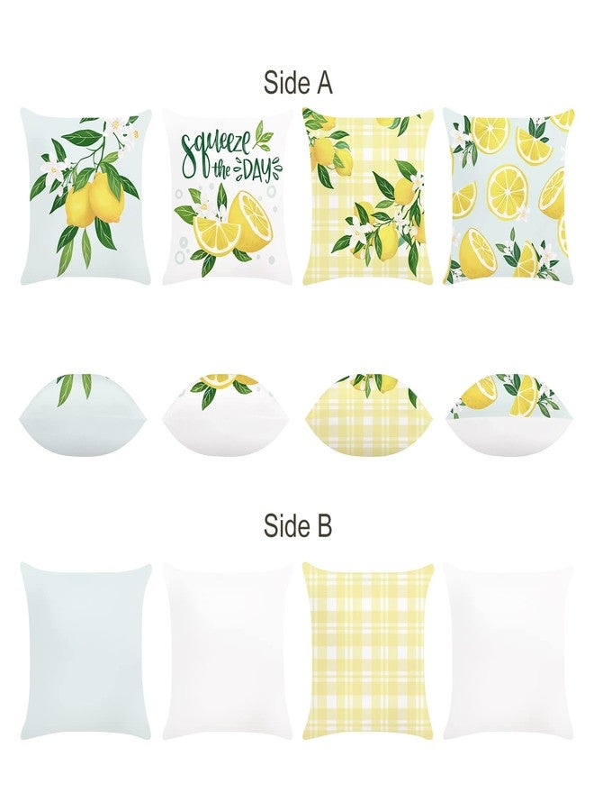 Bonhause Lemon Throw Pillow Covers 18 x 18 Inch Set of 4 Summer Fruit Farmhouse Decorative Pillows Case Soft Velvet Cushion Covers for Couch Sofa Patio Garden Home Decor - Image 2