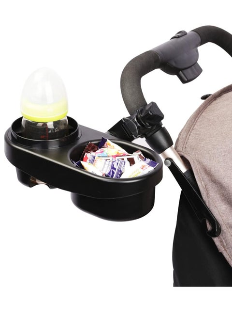 3 in 1 Stroller Snack Attachment with Cup Holder, Multifunctional Stroller Organizer with Removable Non-Slip Grip Clip for Stroller Bumper Bars
